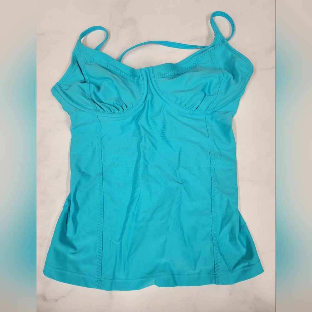 Athleta Swim Kaimana Corset Top Tankini Swimsuit 34D/DD Tall Aqua